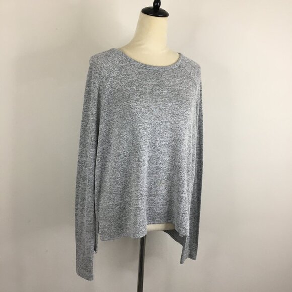 RAG & BONE Long Sleeve Marled Gray Black White High Low Slit Hem Shirt - Picture 1 of 14